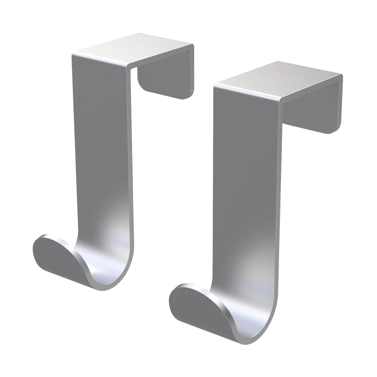 Bosign simple J-hook 2-pack Brushed steel | Scandinavian Design | Clothes hooks & hangers | Silver-coloured