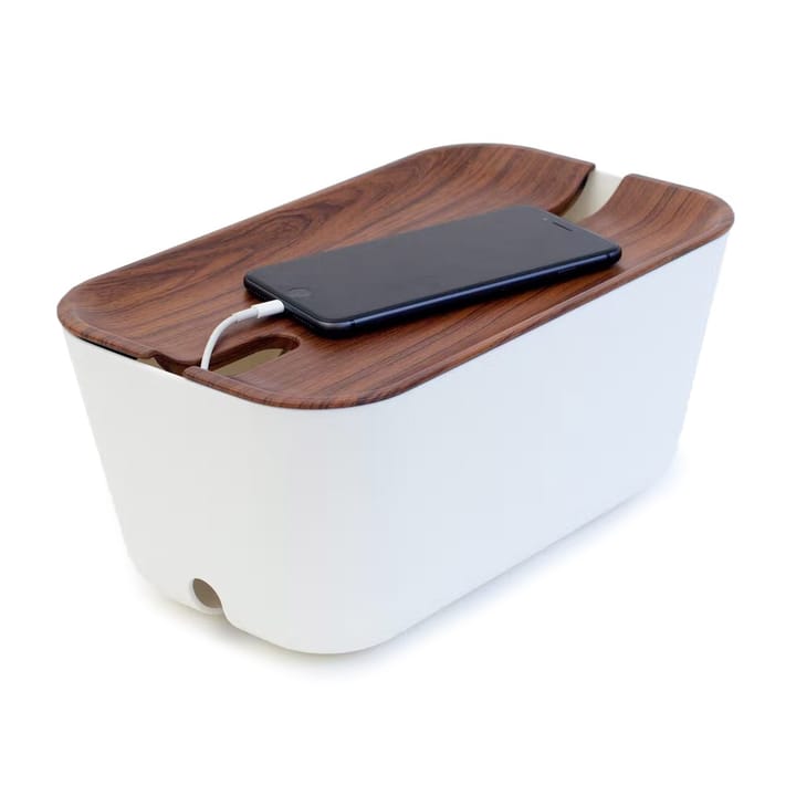 Cable organiser M, dark brown wooden print Bosign