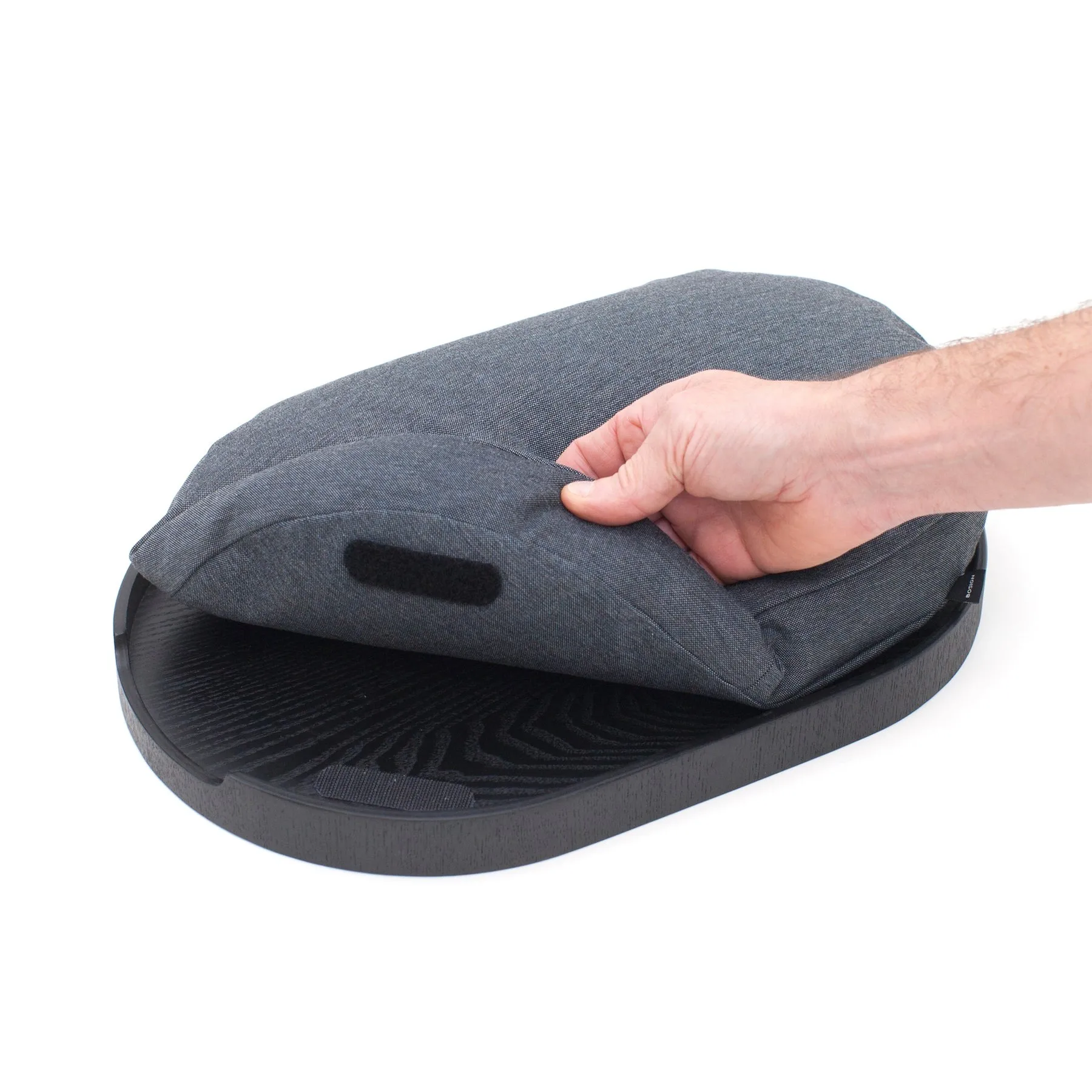 CurveLine™ anti-slip knee tray 39x26 cm, Black willow-grey Bosign