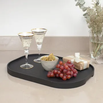 CurveLine™ Serving Tray anti-slip 47x34 cm - Black willow wood - Bosign
