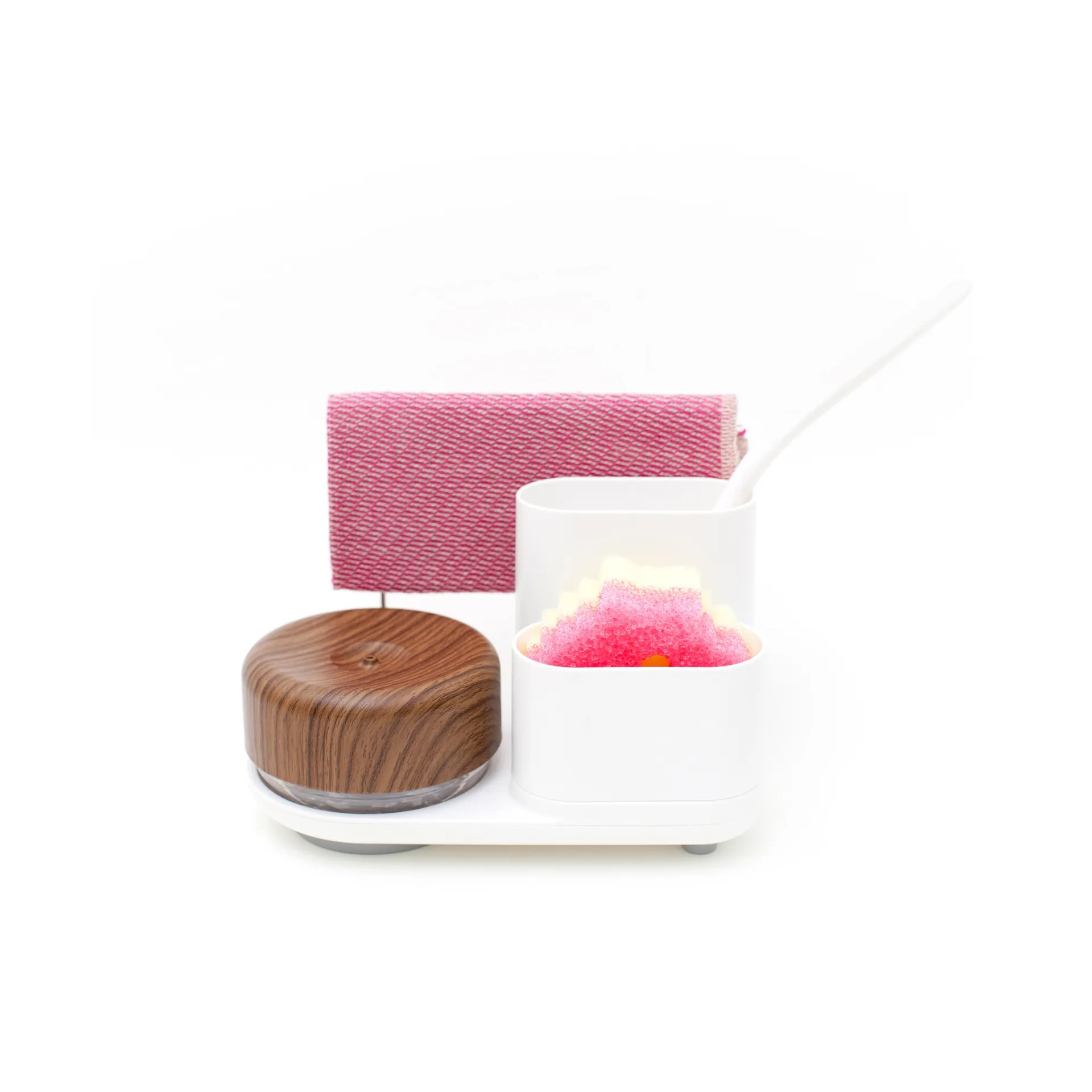 Do-Dish Caddy PLUS dish soap pump with storage, Dark wood Bosign