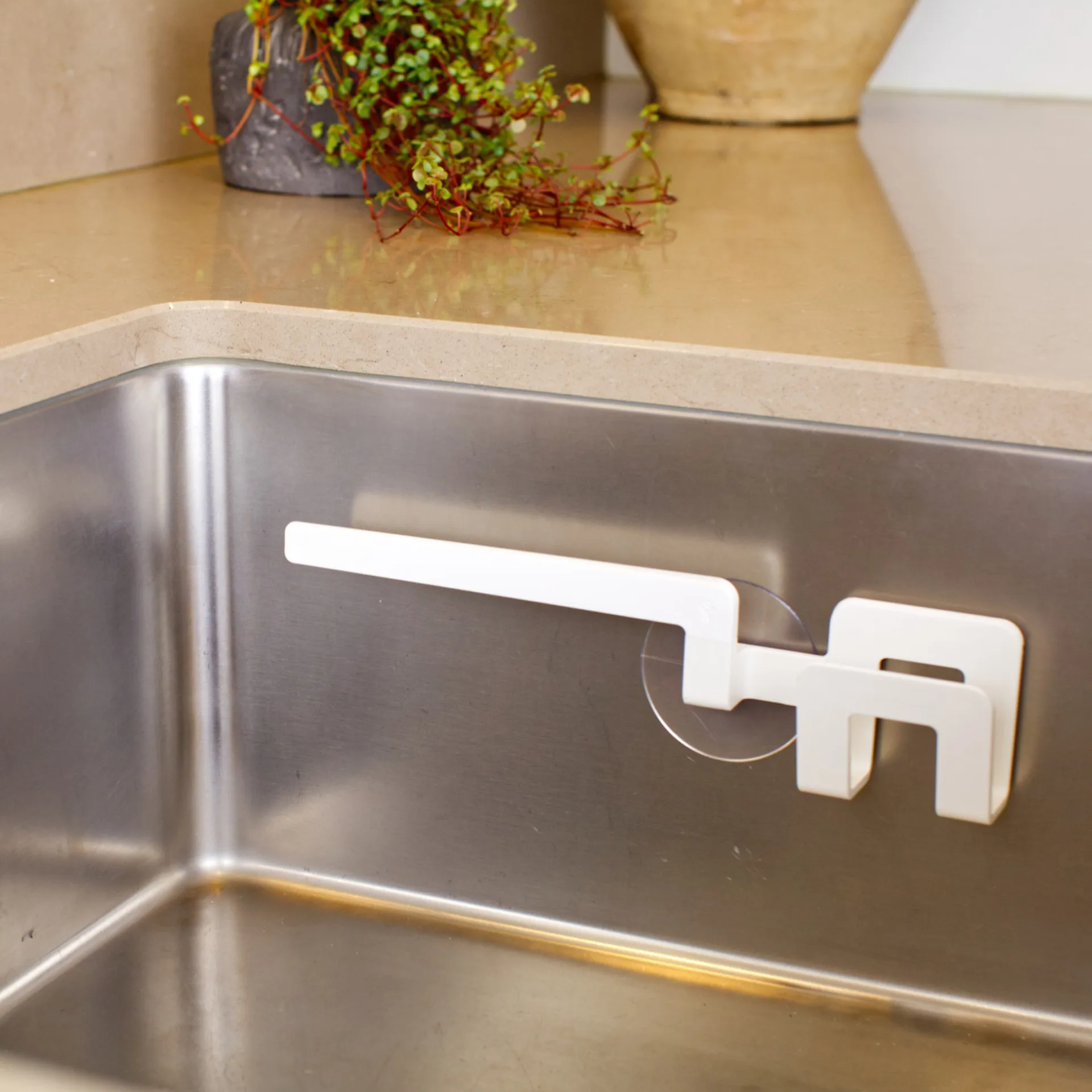 Holder for dishcloth and dish sponge suction cup, White Bosign