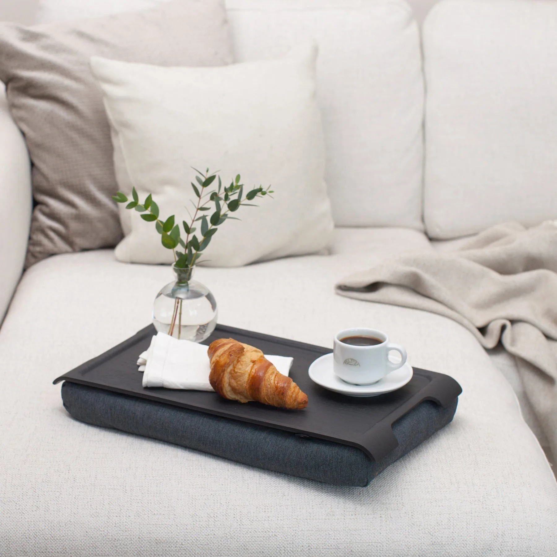 Laptray anti-slip 43x23 cm, Black willow-grey Bosign