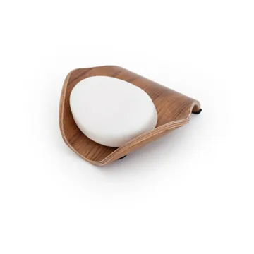 Leaf™ Soap Dish with Drainage 11.5x11.5 cm - Walnut - Bosign