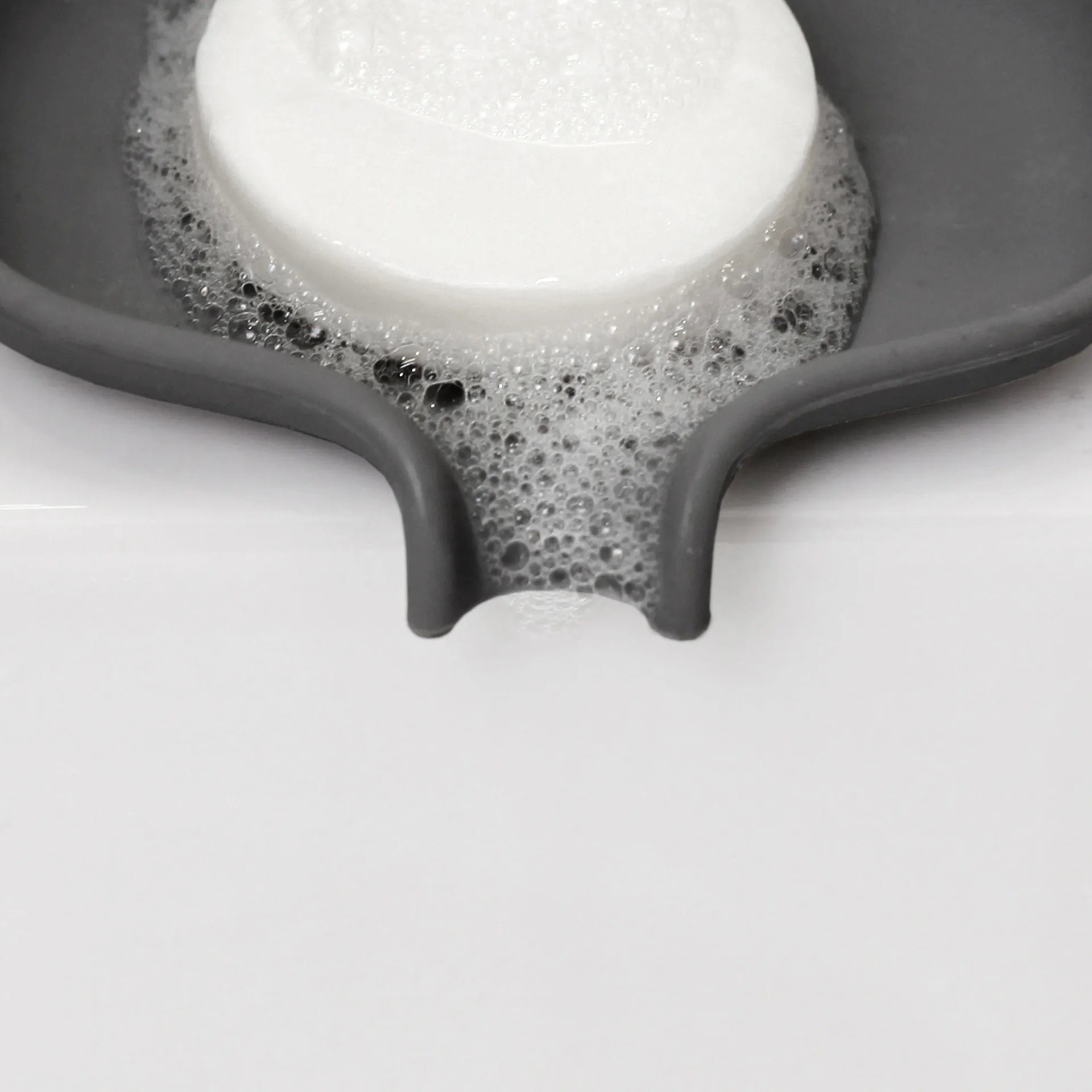 Soap dish with drainage spout silicone, Grafite grey Bosign