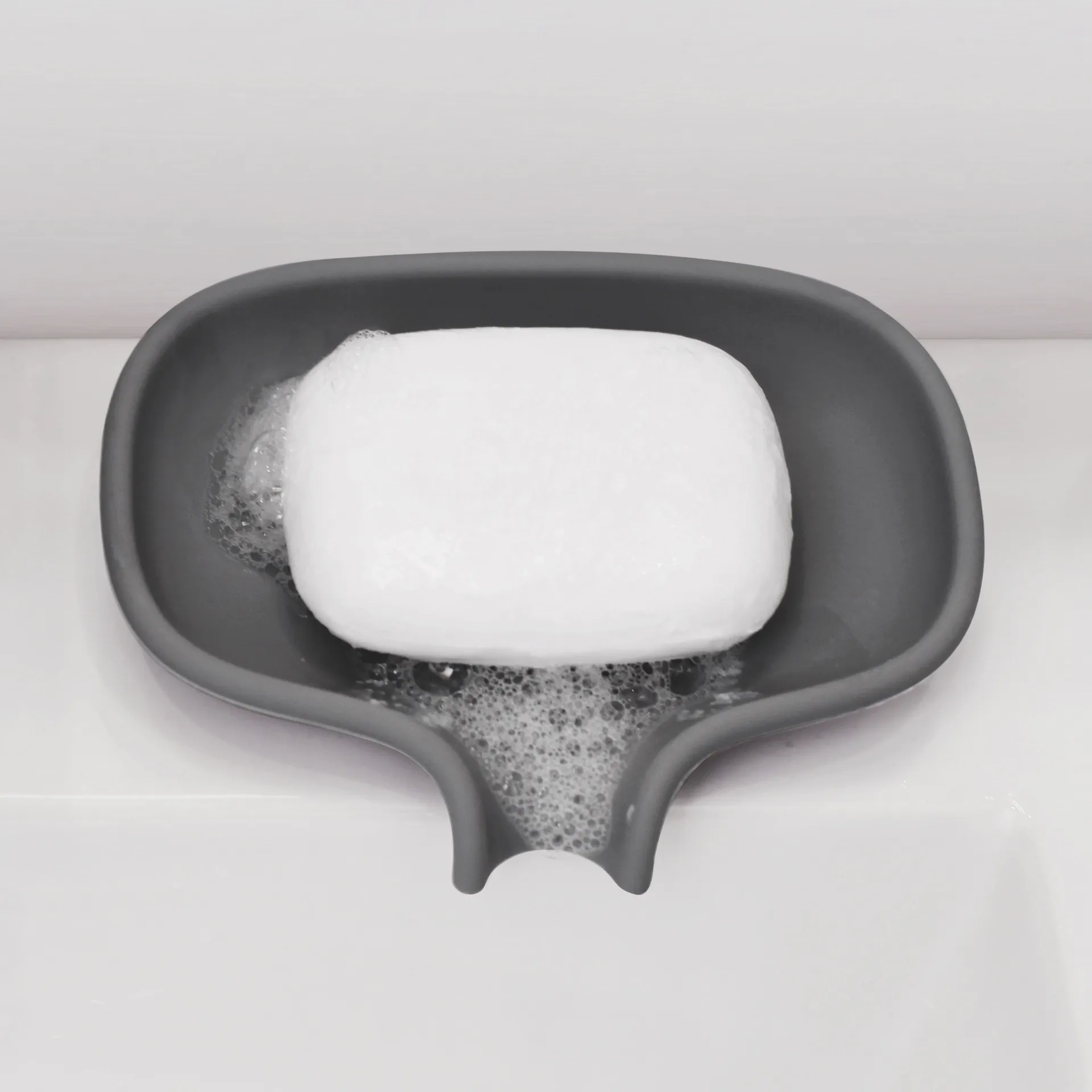 Soap dish with drainage spout silicone, Grafite grey Bosign