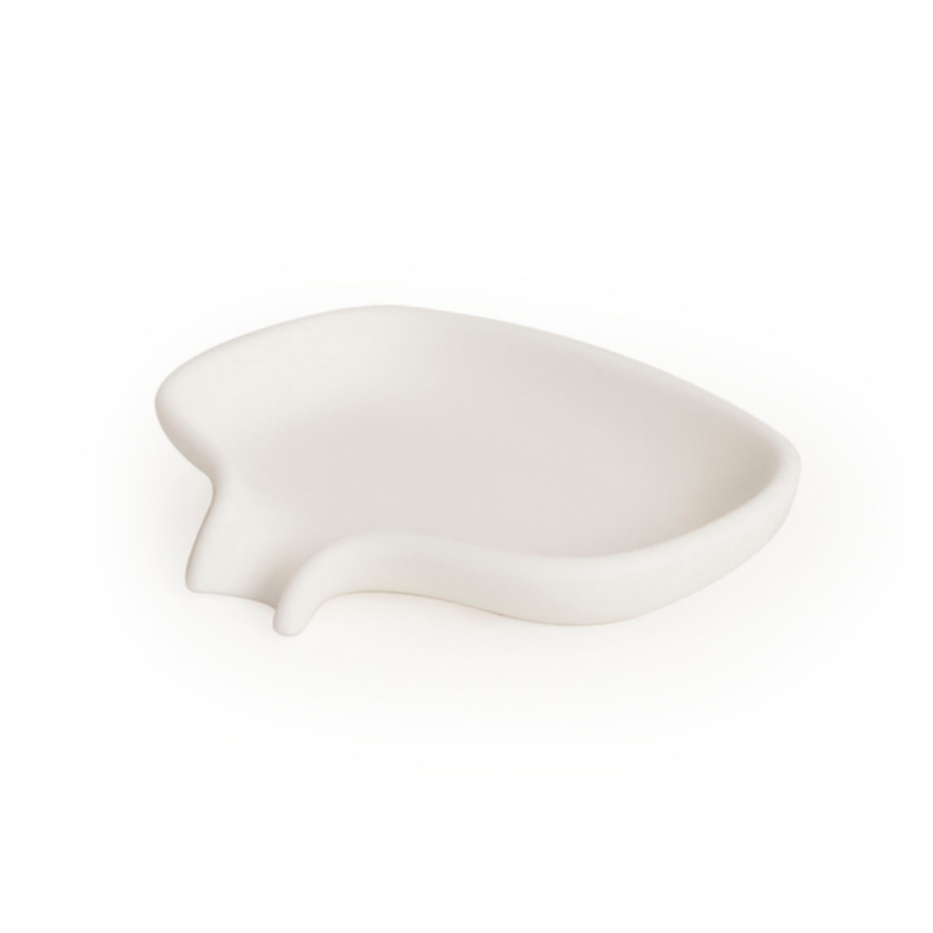 Soap dish with drainage spout silicone, white