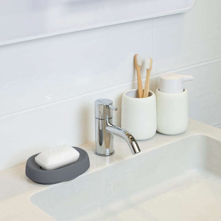 Soap tray with concealed drain spout in silicone - large - Graphite - Bosign