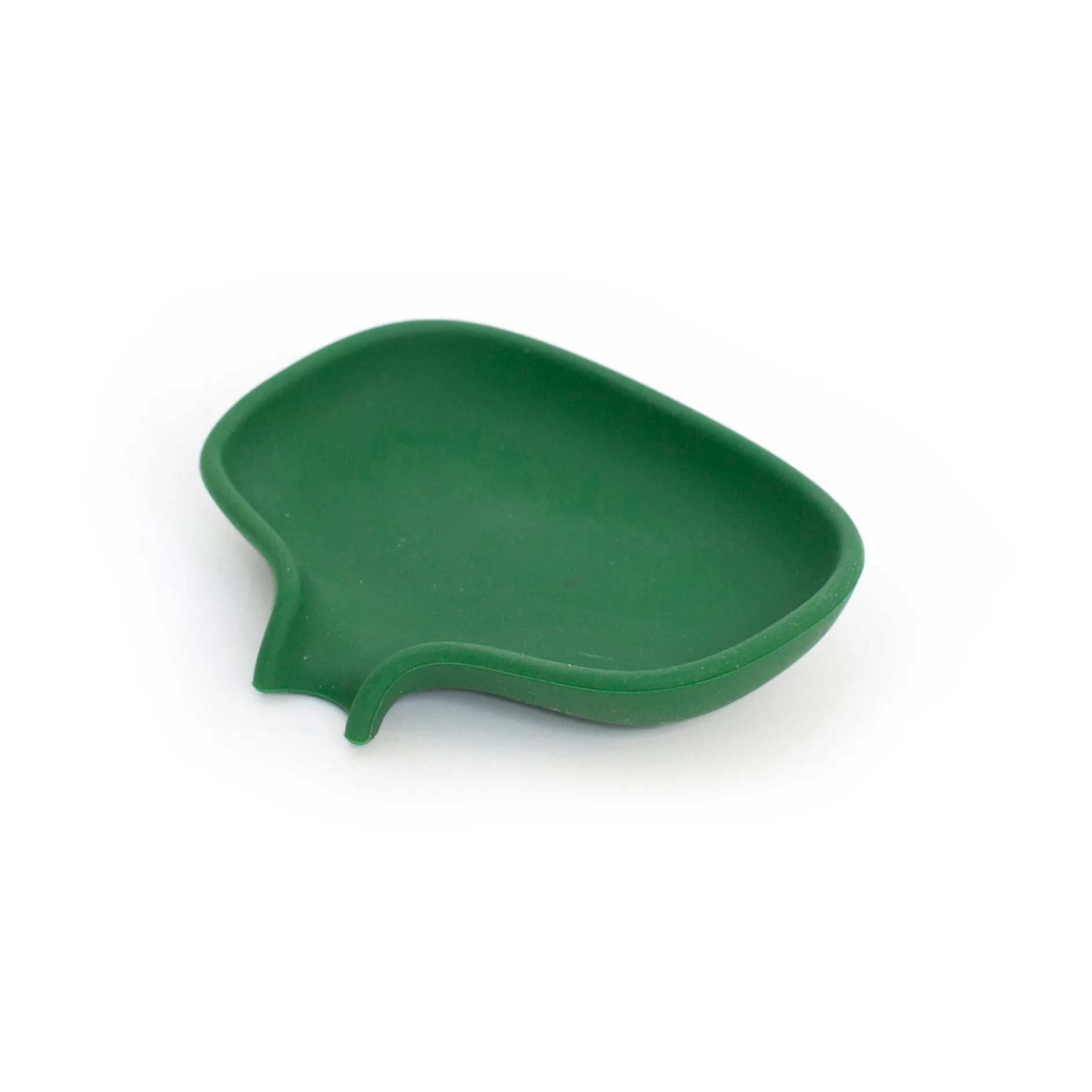 Soap tray with concealed drain spout in silicone - small 8.5x10.8, Dark green Bosign
