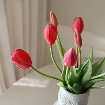 Artificial tulip bouquet - Light red, 5 pcs - Botané