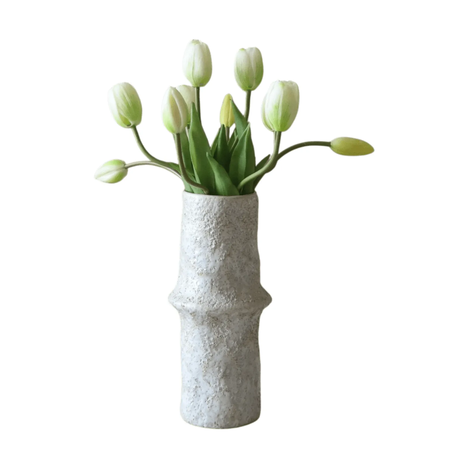 Artificial tulip bouquet, White, 10 pcs Botané