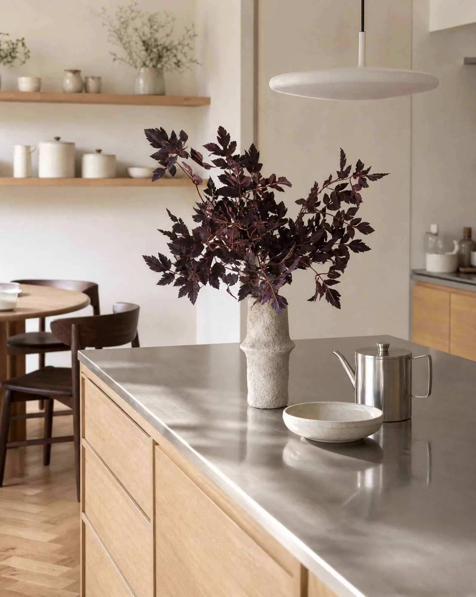 Burgundy Plum Leaves artificial bouquet, 85 cm, 4 pcs Botané