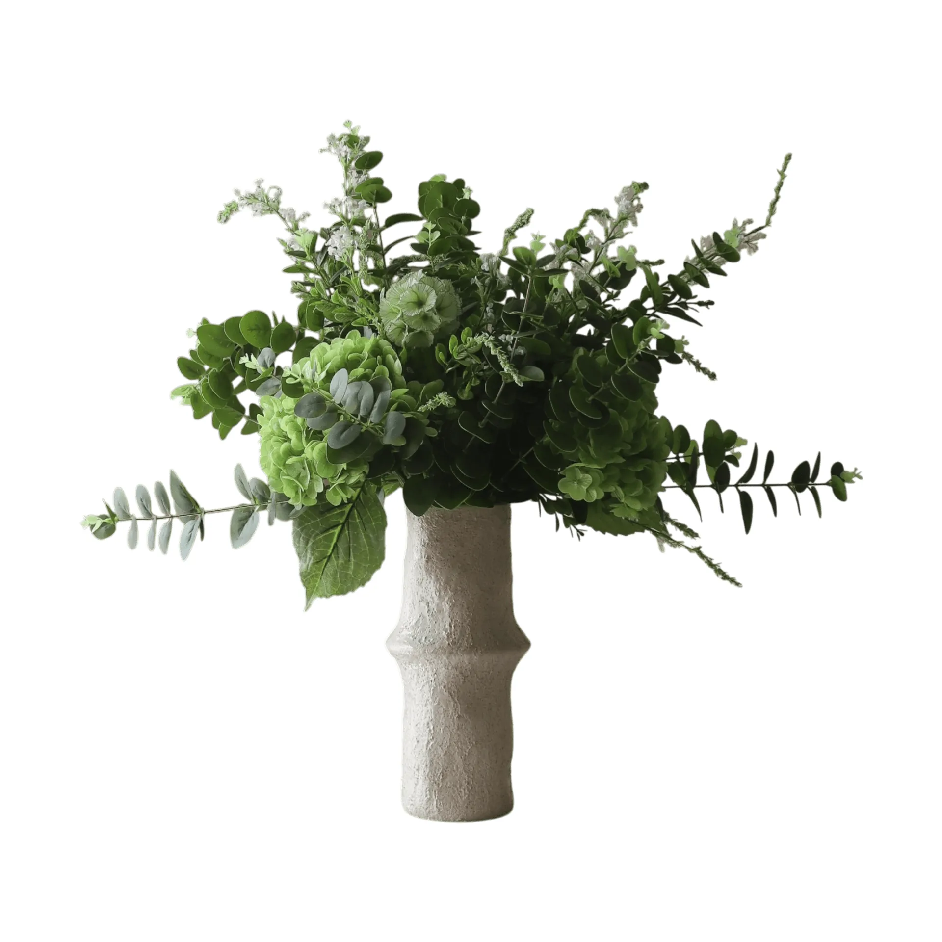 Deep Green artificial bouquet, Hydrangea-wildflowers-eucalyptus-scabious stem 15 pcs Botané