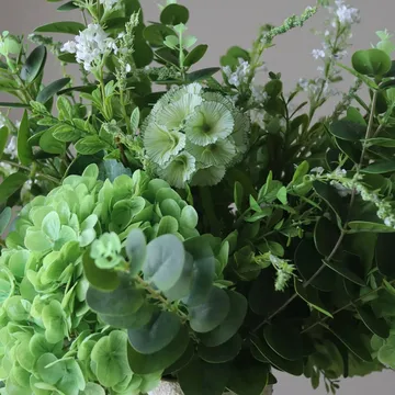 Deep Green artificial bouquet - Hydrangea-wildflowers-eucalyptus-scabious stem 15 pcs - Botané