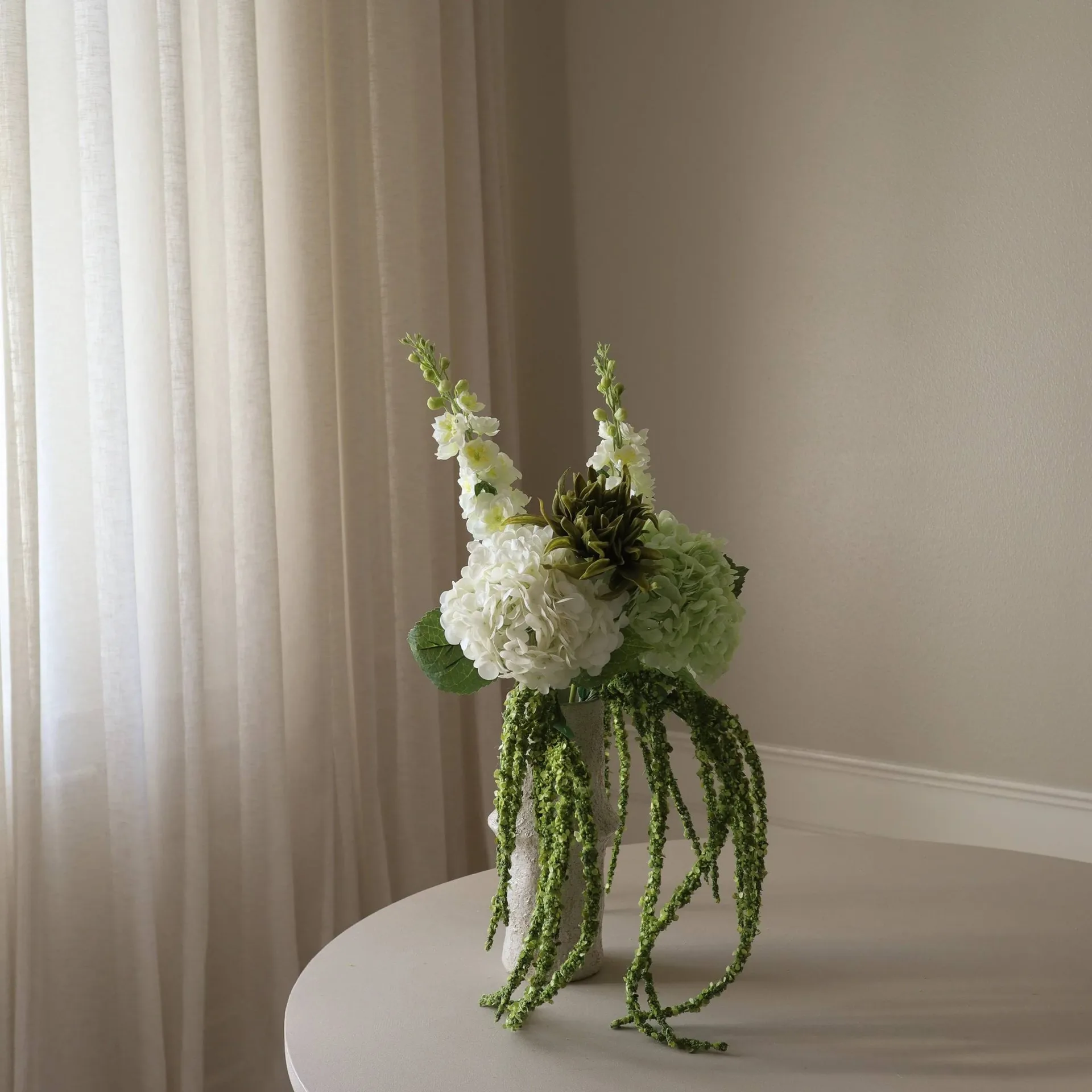 Enchanted Matcha artificial bouquet, Delphinium-amaranth-hydrangea-cactus, 9 pcs Botané