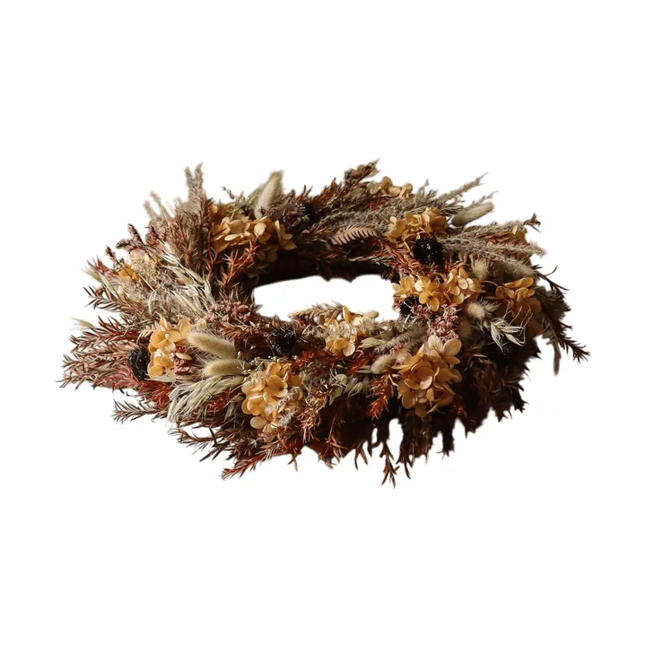 Golden Meadow Wreath wreath - Hydrangea-dried grass-fern-hare’s ear, Ø40 cm - Botané