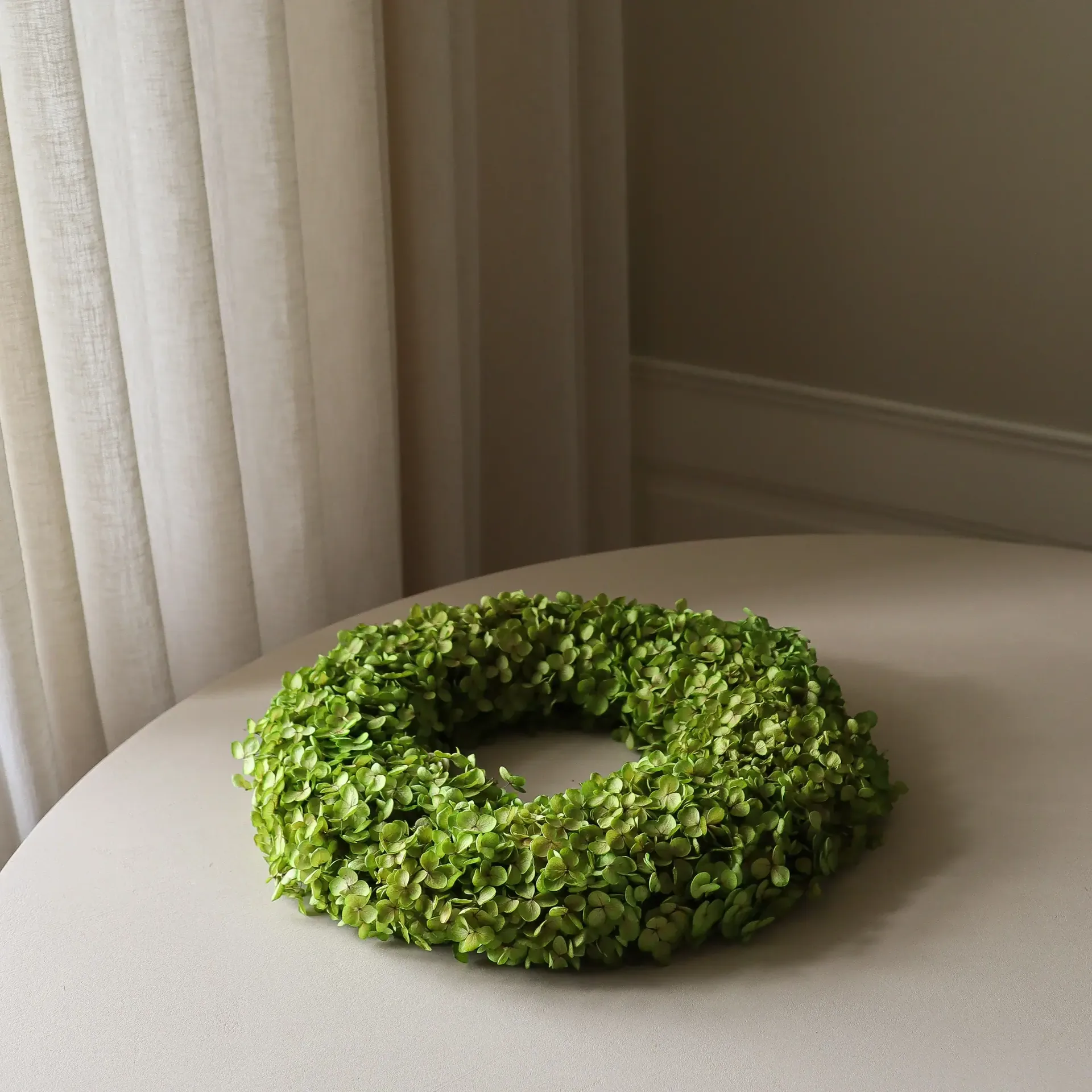 Hortensia Wreath flower wreath, Light green, Ø40 cm Botané
