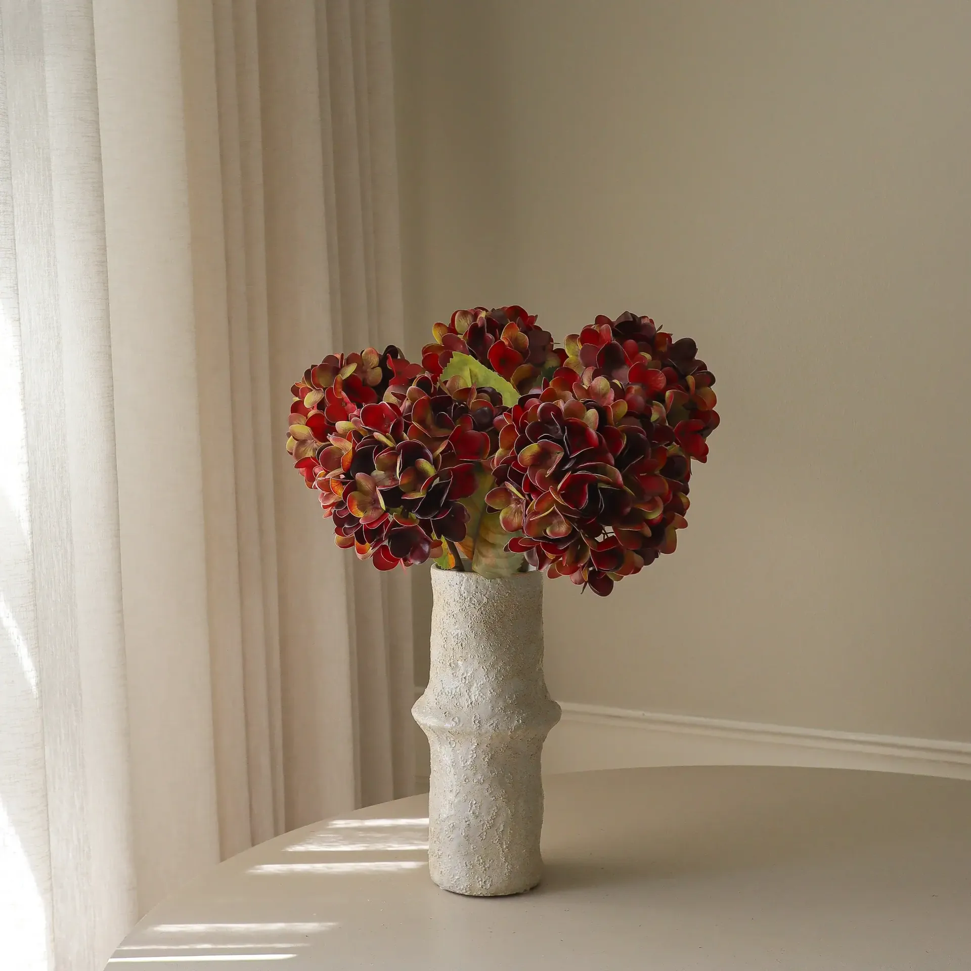 Hydrangea artificial bouquet, Deep burgundy, 60 cm, 6 pcs Botané