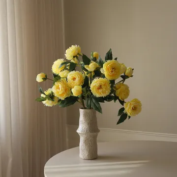 Peony artificial bouquet - Large, yellow 7 pcs - Botané