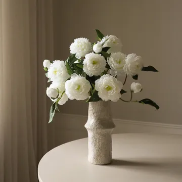 Peony artificial bouquet - Medium, white 5 pcs - Botané
