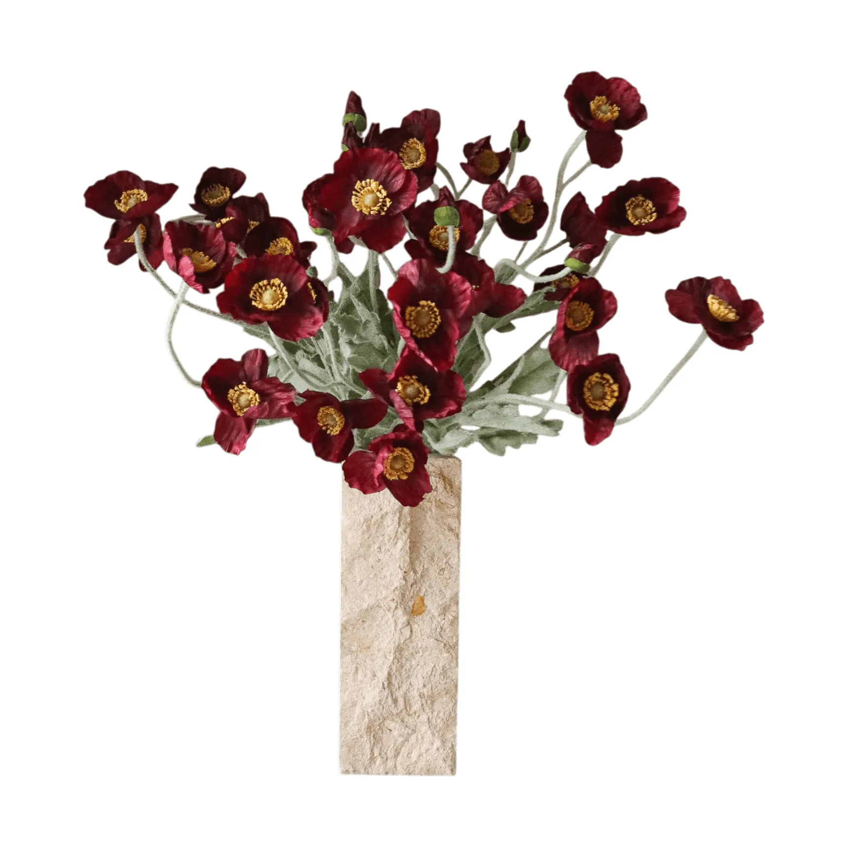 Poppy artificial bouquet, Burgundy, 56 cm, 10 pcs Botané