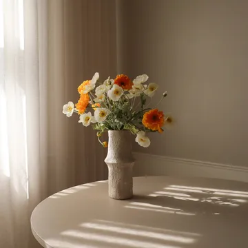 Poppy artificial bouquet - Daylight, white-orange - Botané