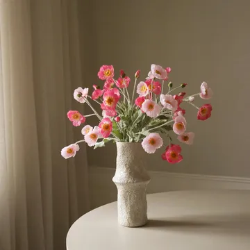 Poppy artificial bouquet - Pink Pursuit, light pink-pink, 10 pcs - Botané