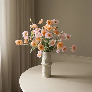 Poppy artificial bouquet - Sorbet Kisses, light pink-coral, 11 pcs - Botané