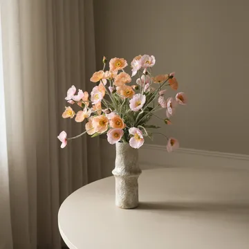 Poppy artificial bouquet - Sorbet Kisses, light pink-coral, 11 pcs - Botané