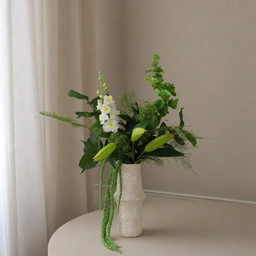 Silent Meadow artificial bouquet, Delphinium-lily-amaranth-eucalyptus-fern, 6 pcs Botané