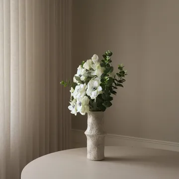 White Satin artificial bouquet - Anemone-eucalyptus 9 pcs - Botané