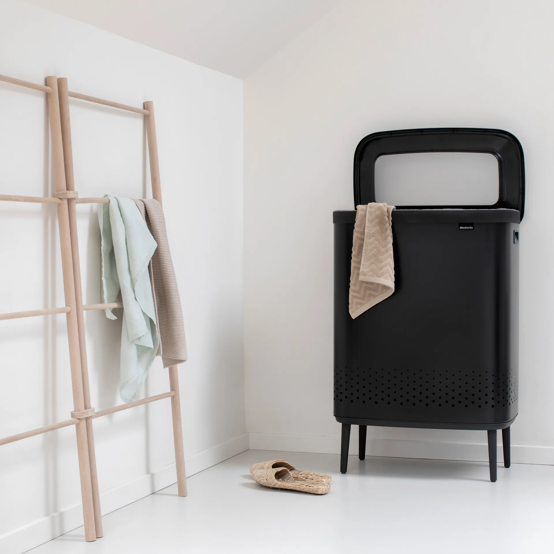 Bo laundry basket high 2x45 L, matte black Brabantia