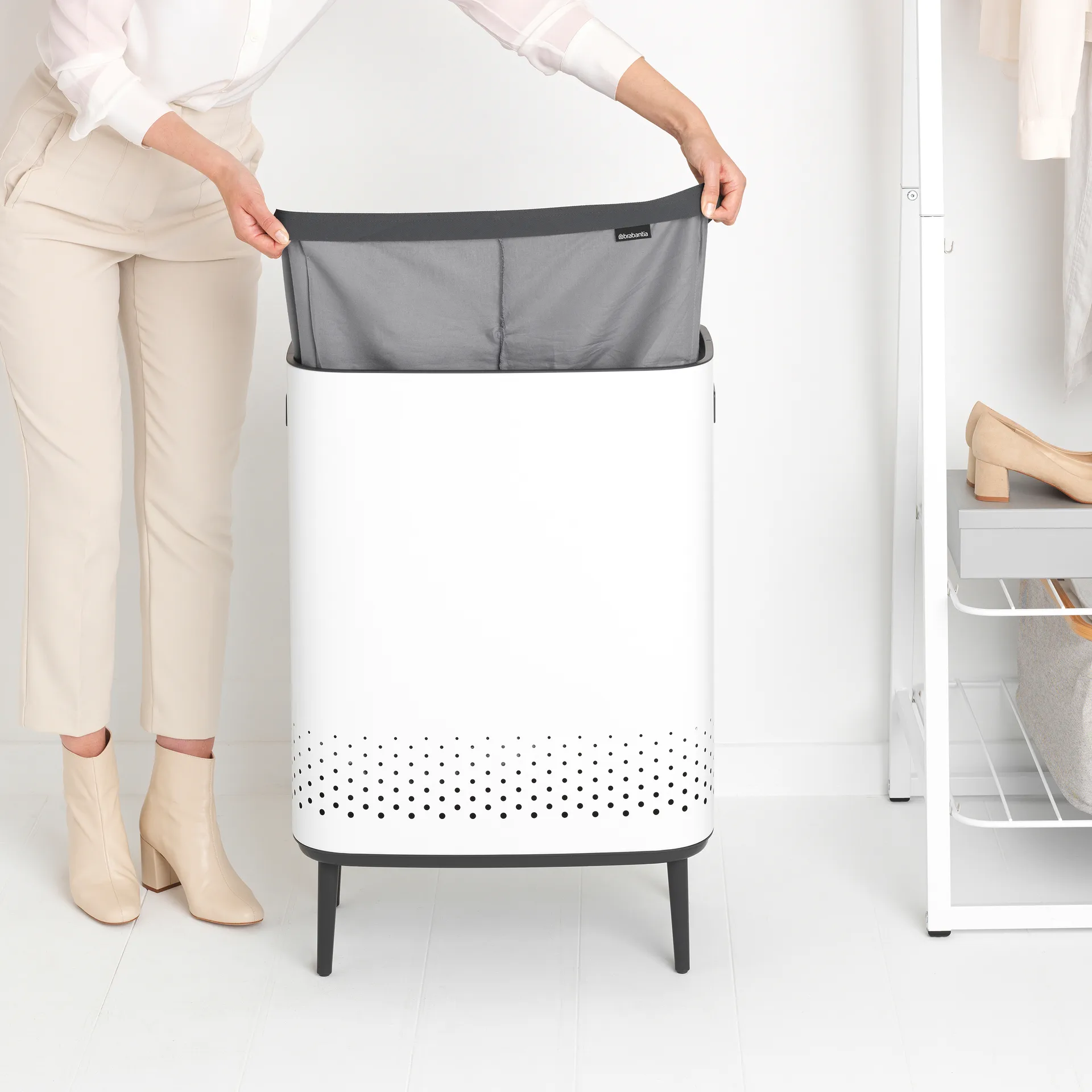 Bo laundry basket high 2x45 L, white Brabantia