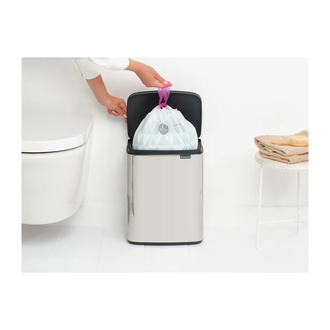 Bo waste bin 12 L, Brushed steel - shiny Brabantia