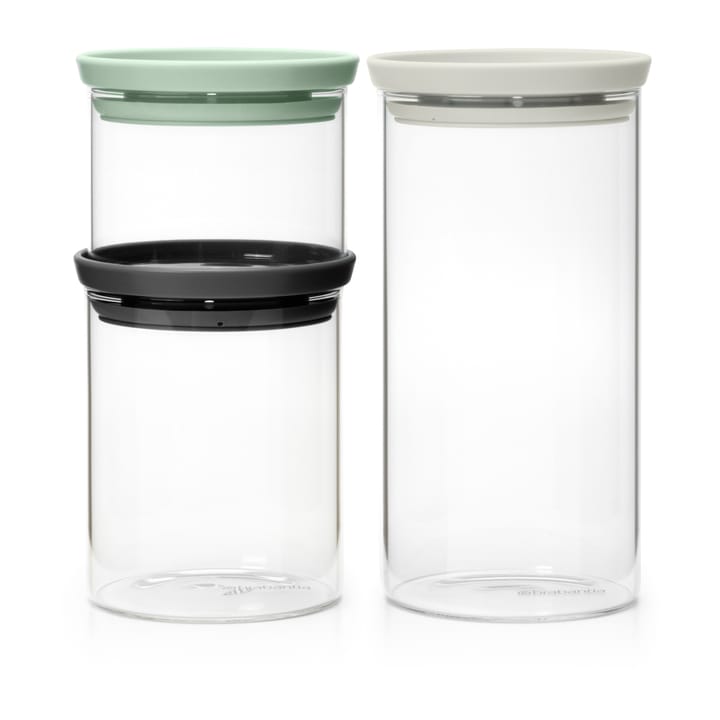 Brabantia glass jar 3-pack - Black-grey-green - Brabantia
