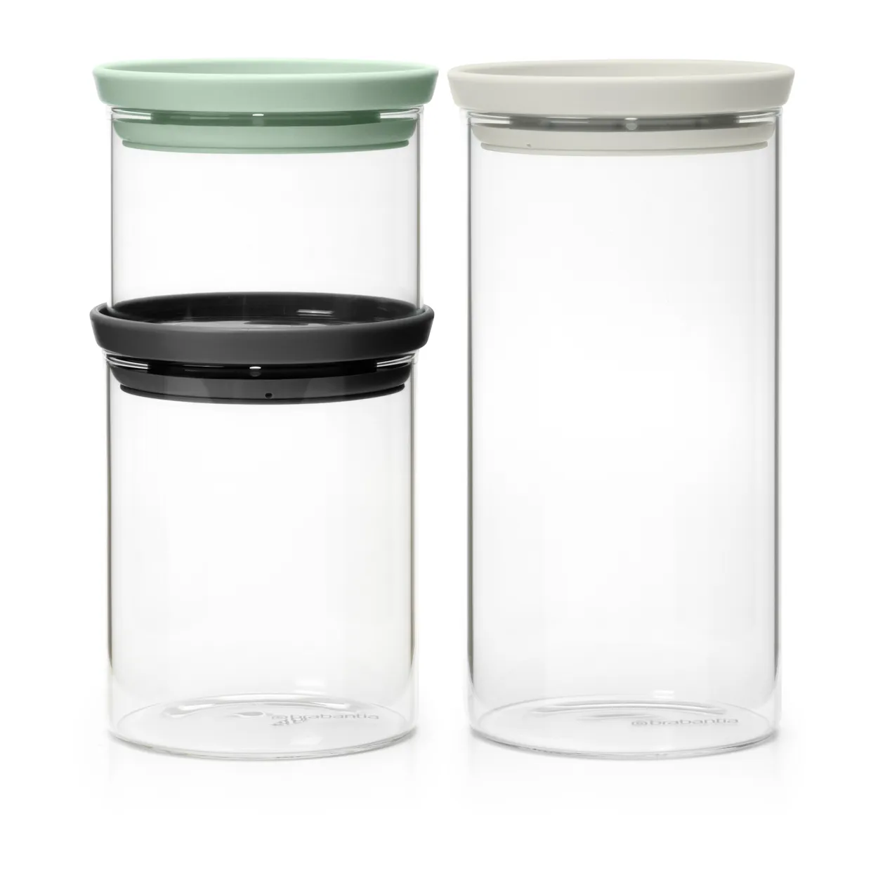 Brabantia glass jar 3-pack Black-grey-green | Scandinavian Design | Storage jars | Multi