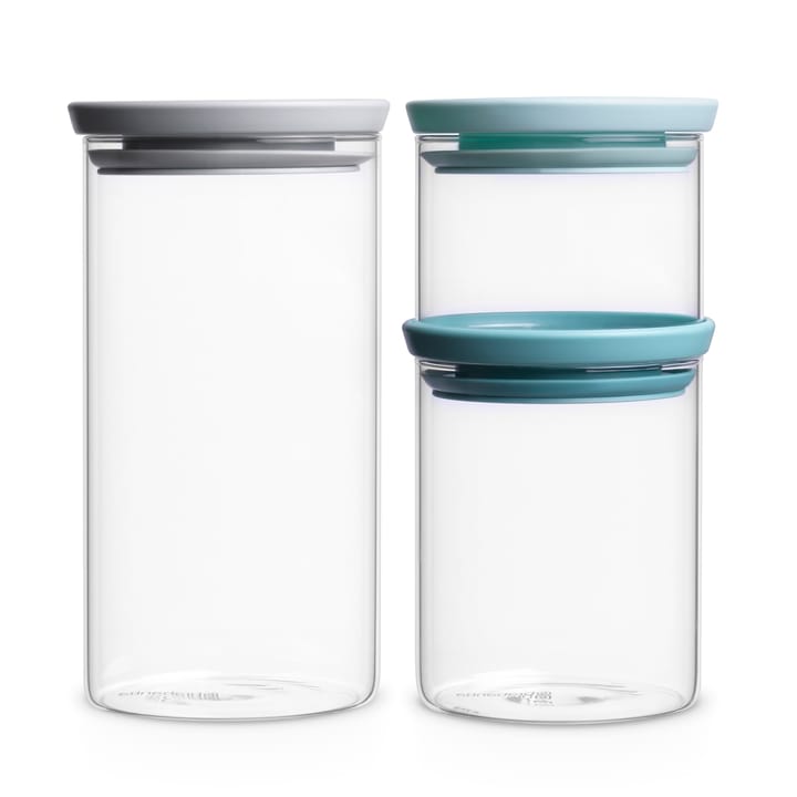 Brabantia glass jar 3-pack, grey-blue Brabantia