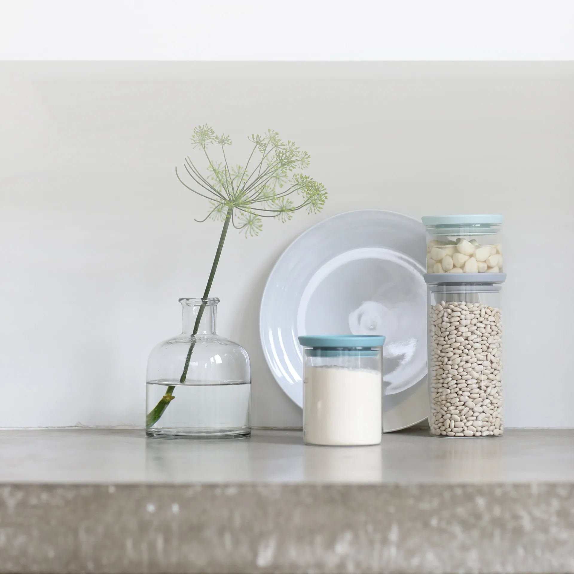 Brabantia glass jar 3-pack, grey-blue Brabantia