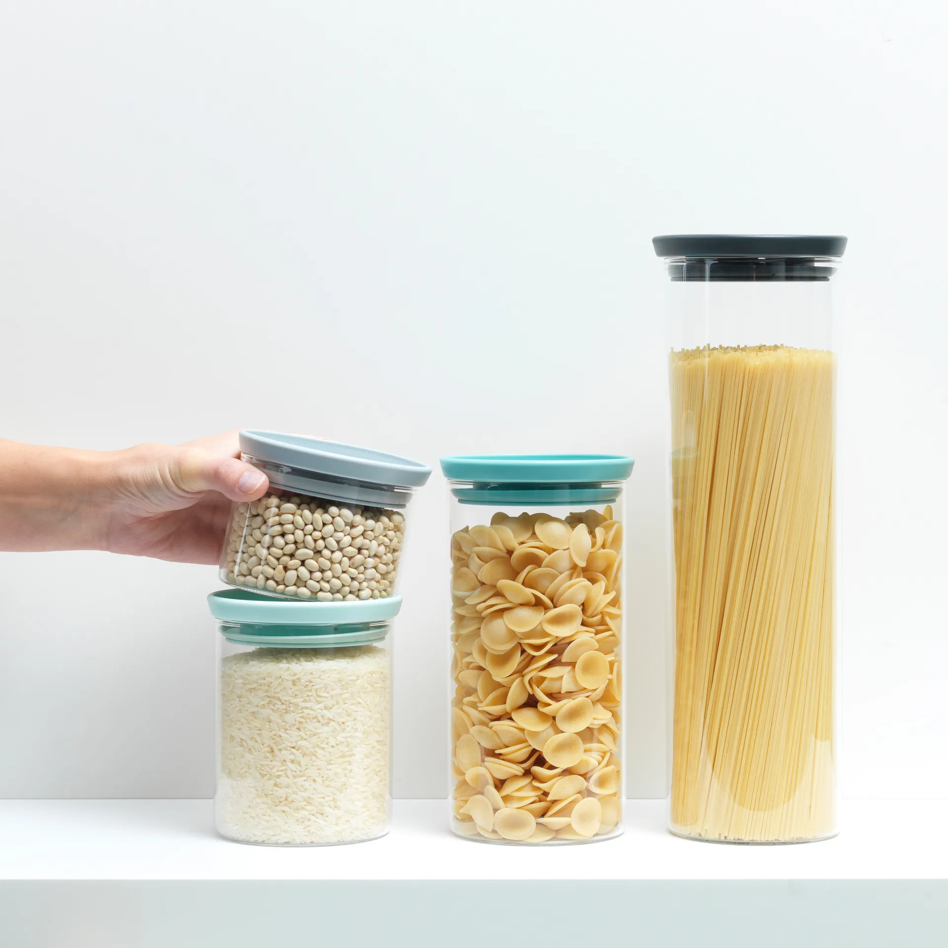 Brabantia glass jar 3-pack, grey-blue Brabantia