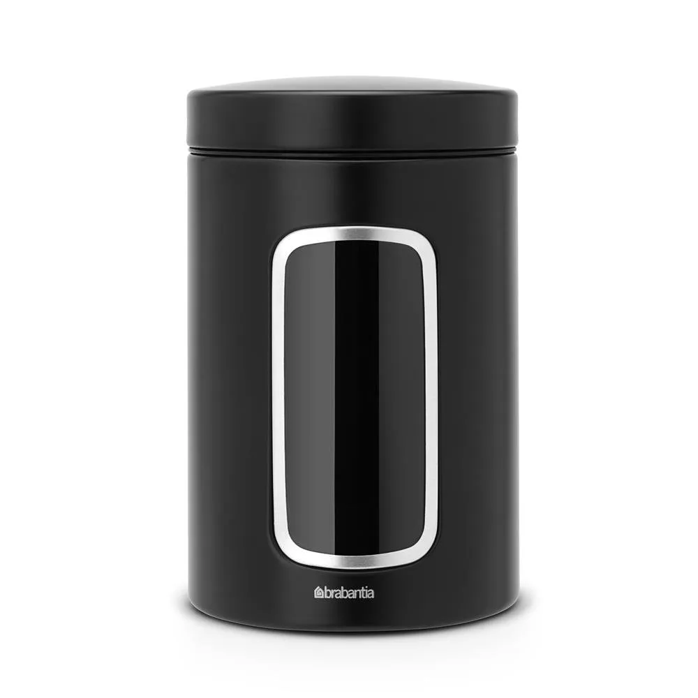 Brabantia storage jar with window 1.4 liter, matte black Brabantia
