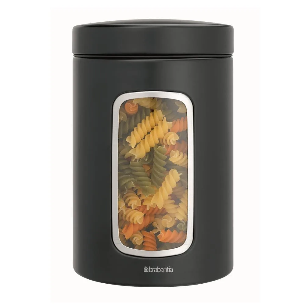 Brabantia storage jar with window 1.4 liter, matte black Brabantia