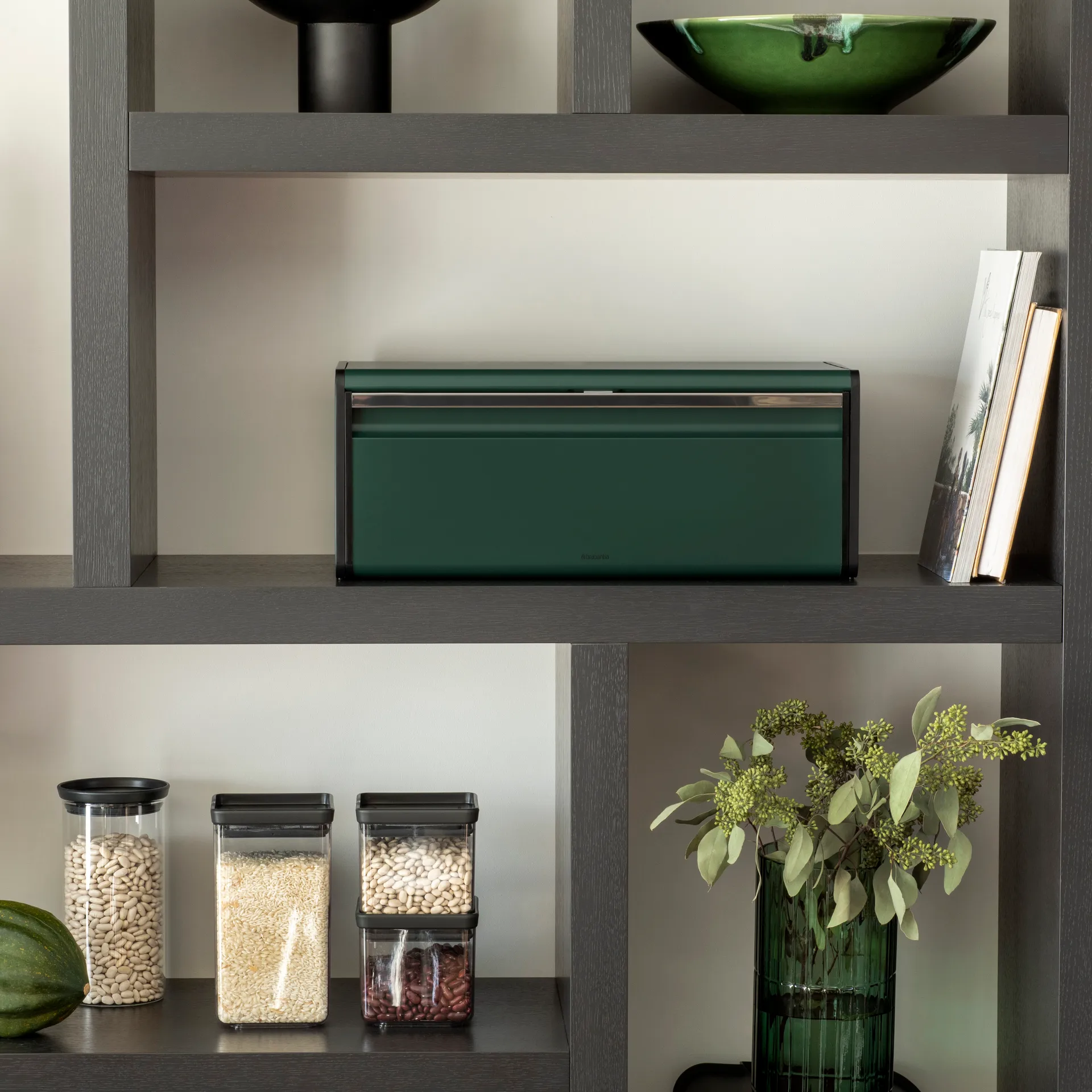 Fall Front bread bin, pine green Brabantia
