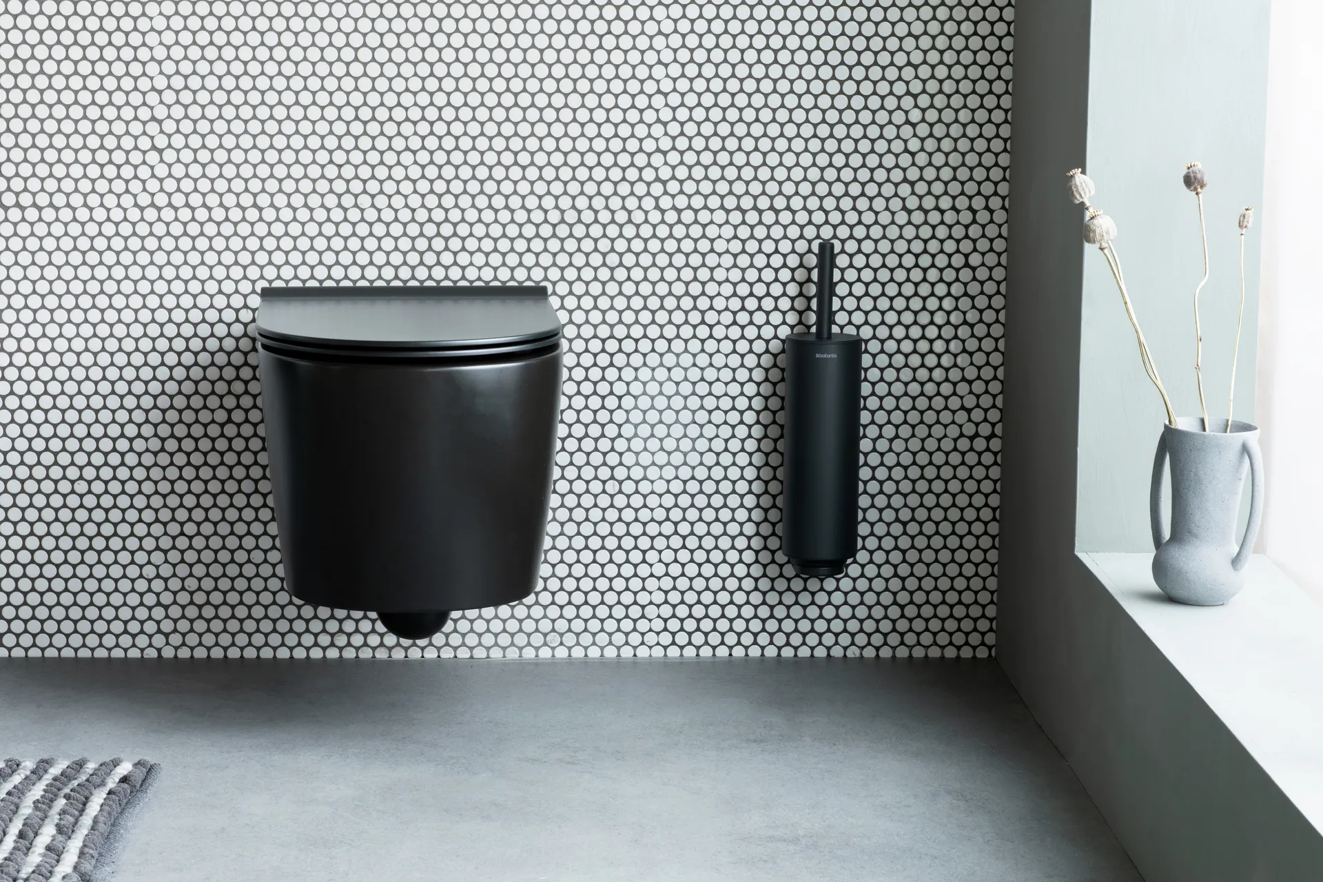 MindSet toilet brush with holder, Mineral Infinite Grey, silicone Brabantia