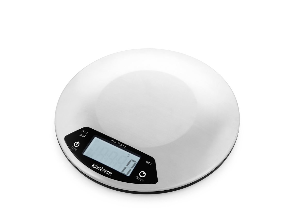 Brabantia Profile kitchen scale with timer Silver | Scandinavian Design | Silver-coloured