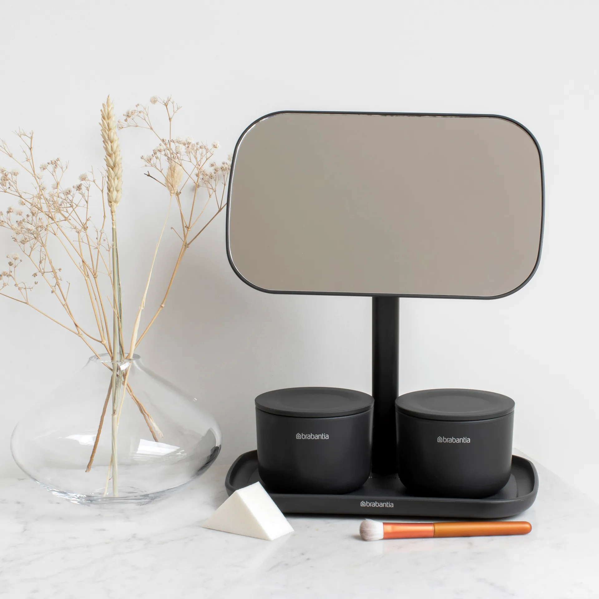 ReNew mirror with storage tray, dark grey Brabantia