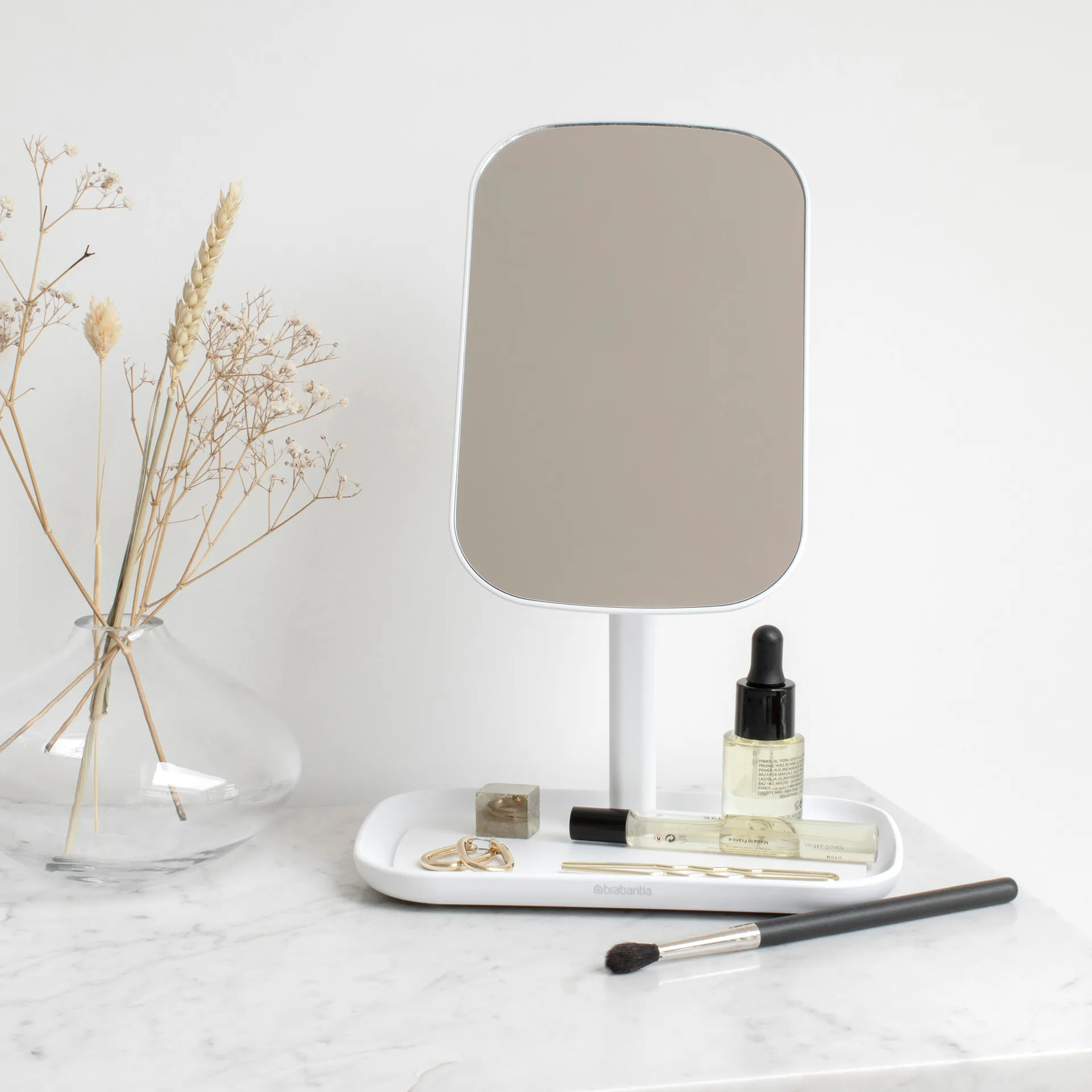 ReNew mirror with storage tray, white Brabantia