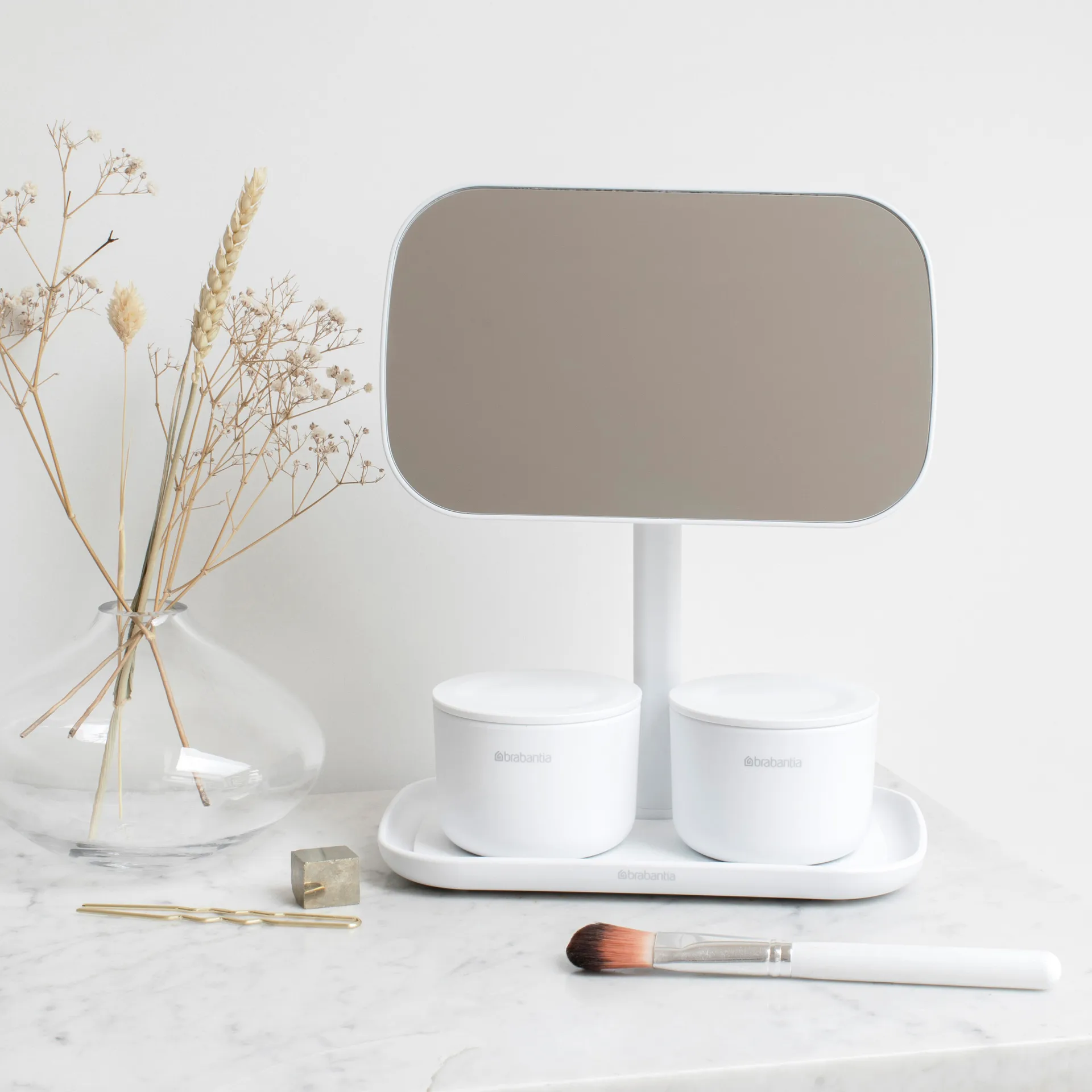 ReNew mirror with storage tray, white Brabantia