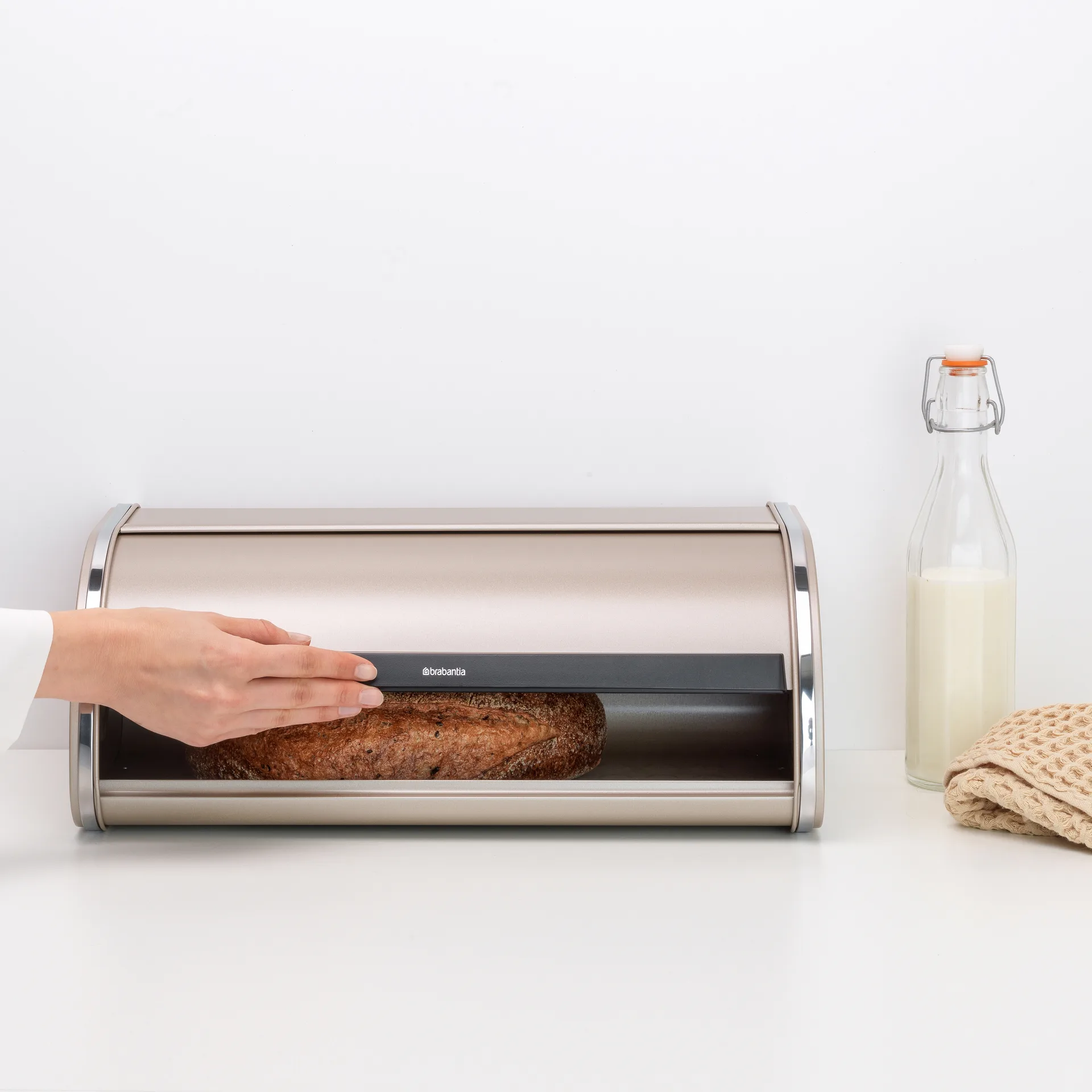 Roll Top bread bin large, Metallic Gold Brabantia