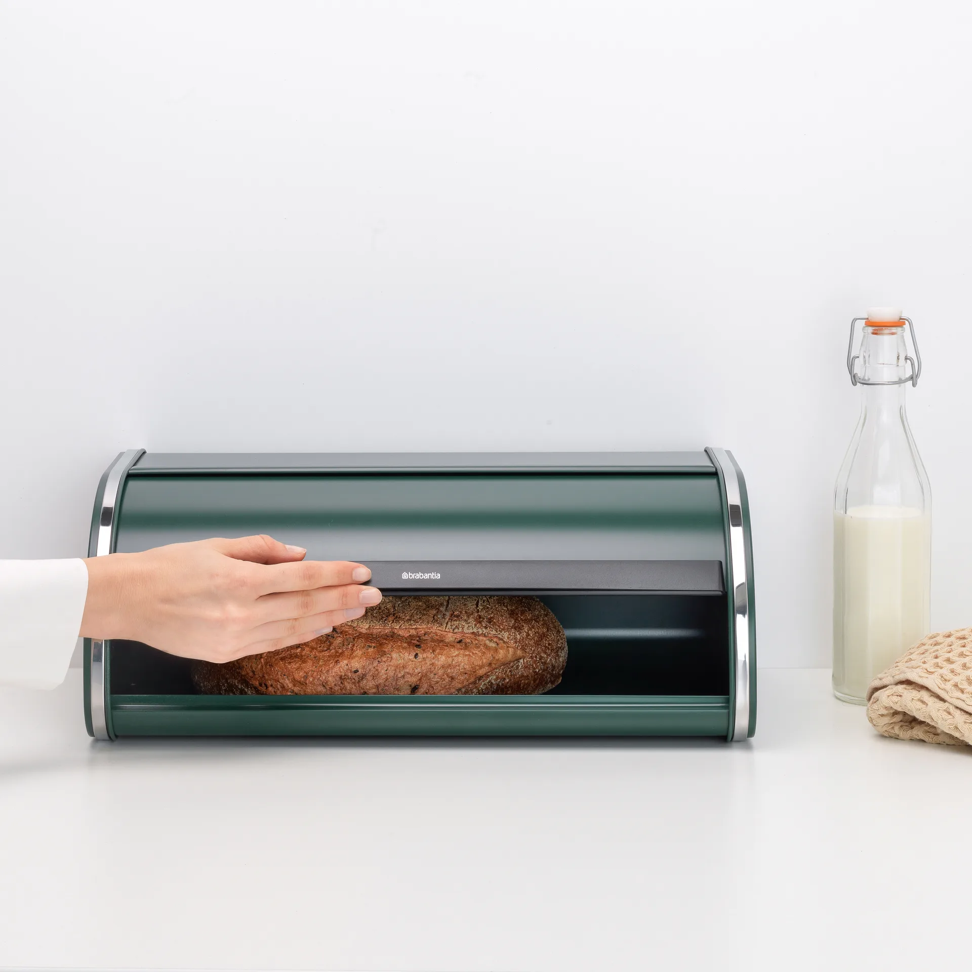 Roll Top bread bin large, pine green Brabantia