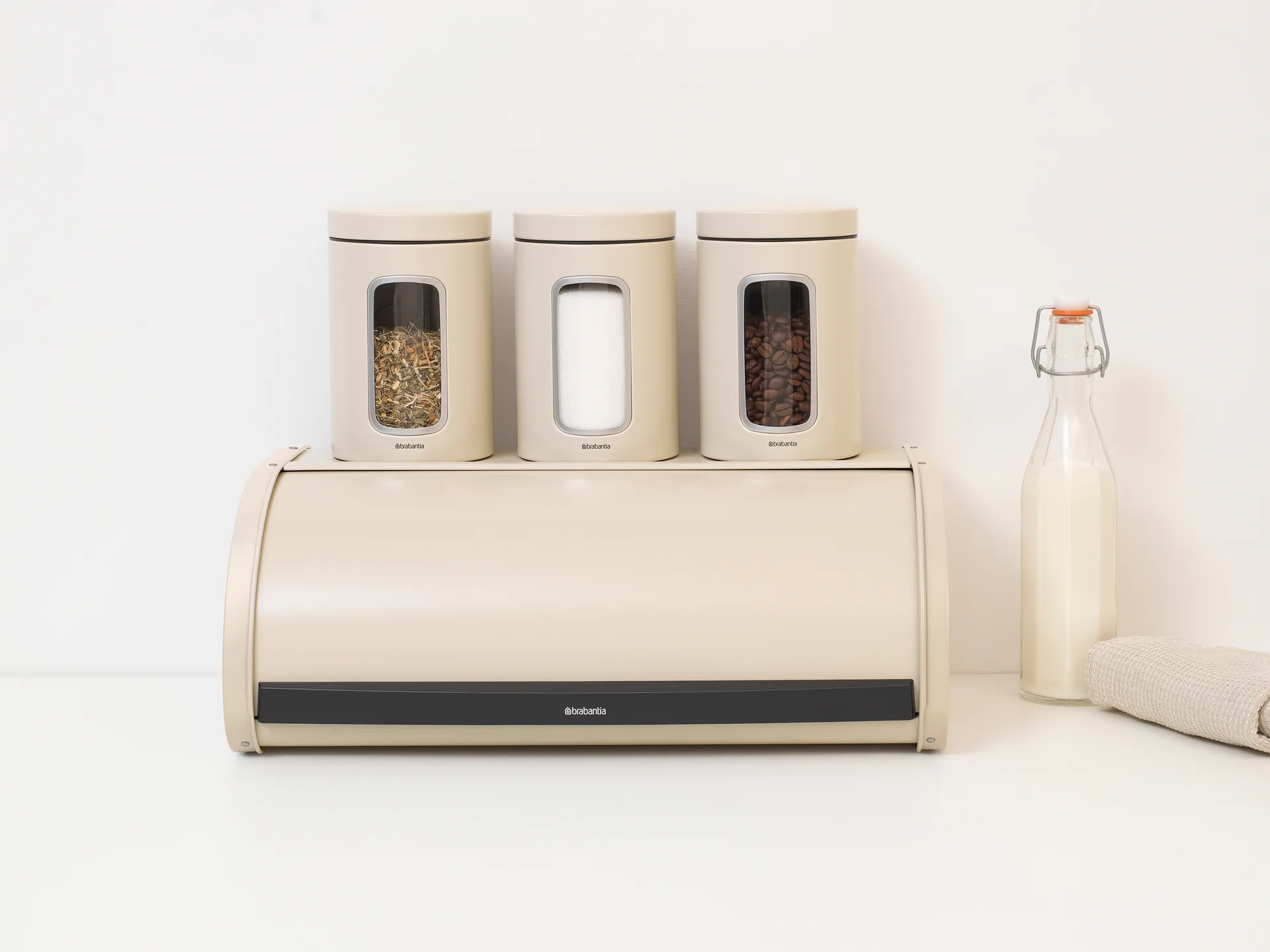 Roll Top bread bin large, Soft beige Brabantia